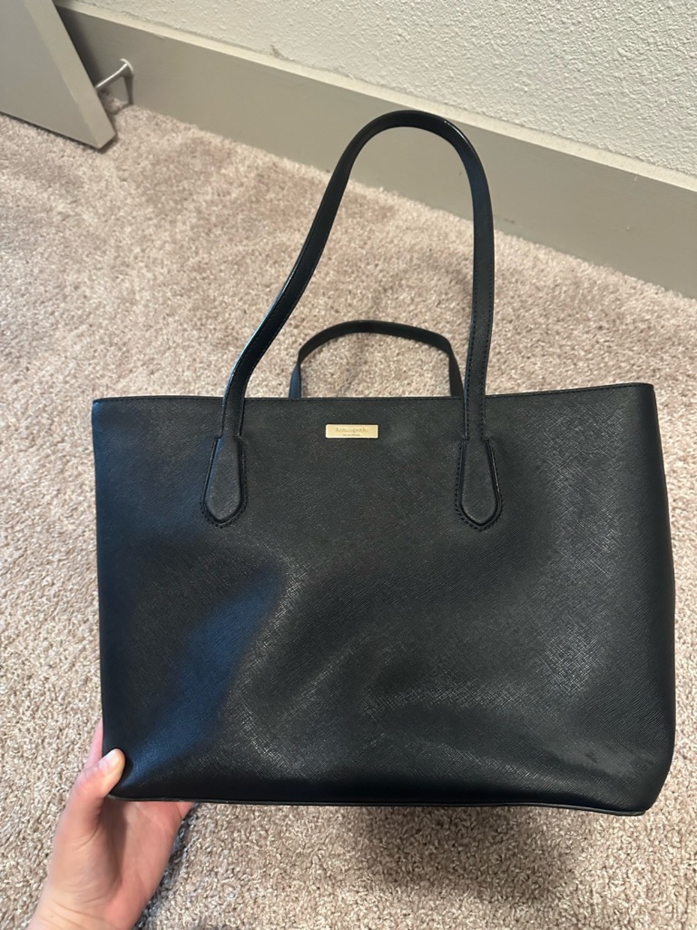 kate spade Black Saffiano Leather Double-Handle Tote